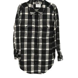 Old Navy Flannel Shacket Black White Womens Medium